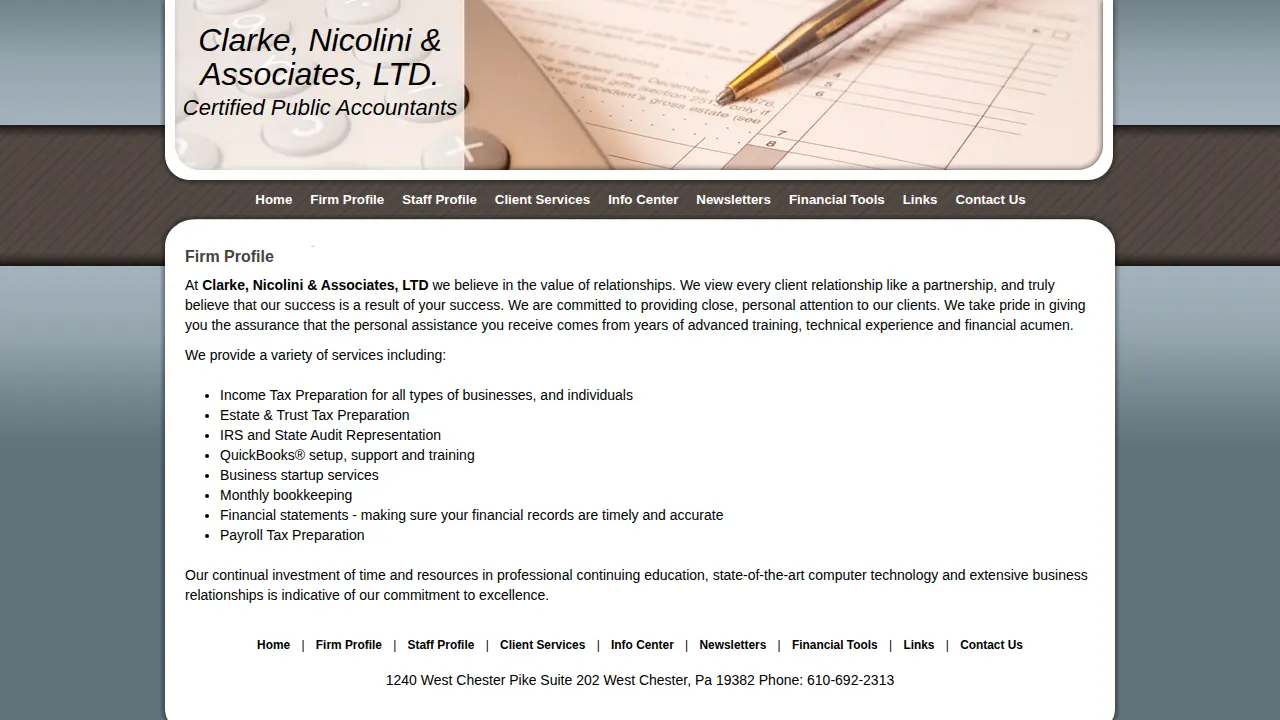 Clarke Nicolini & Associates page
