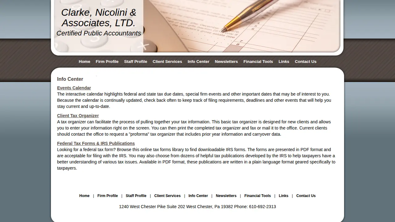 Clarke Nicolini & Associates page