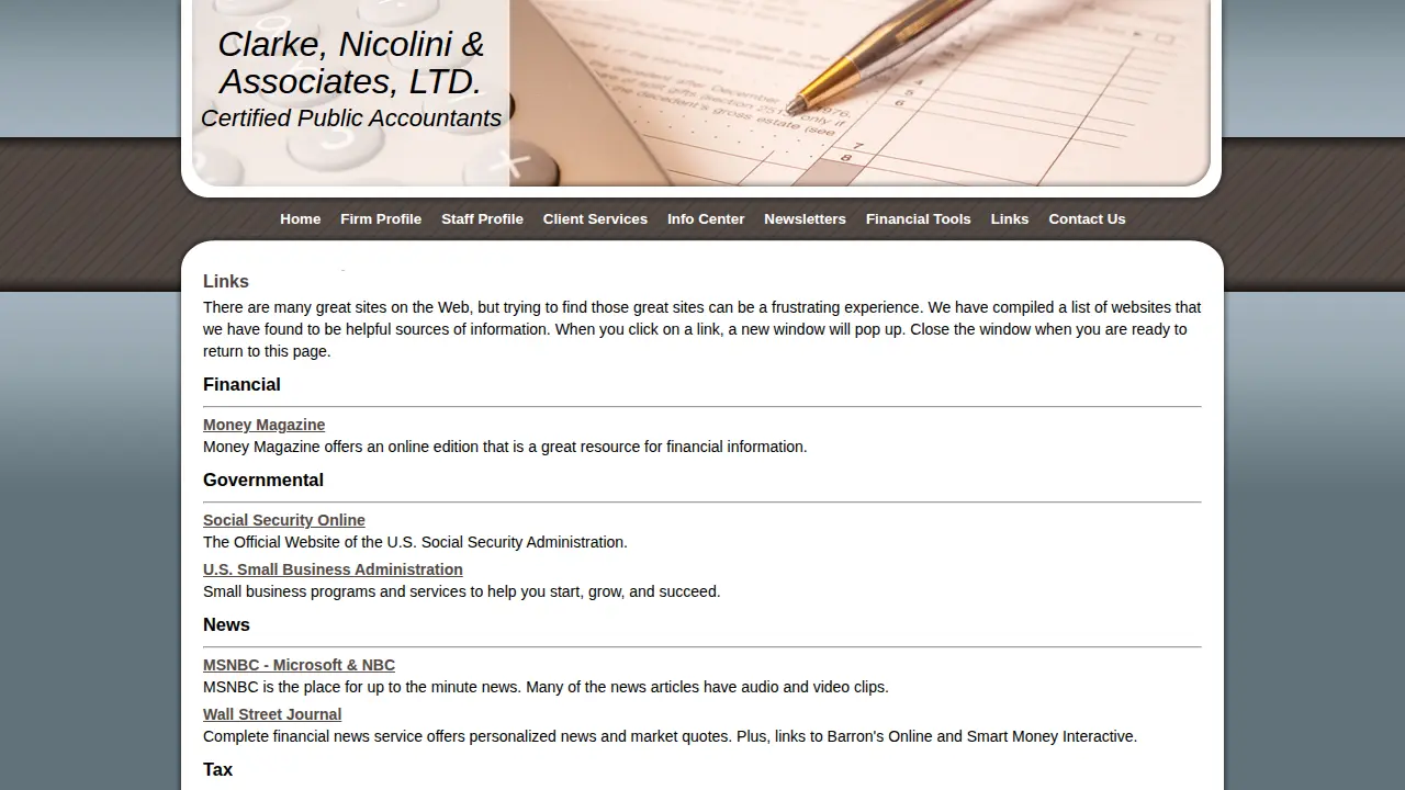 Clarke Nicolini & Associates page