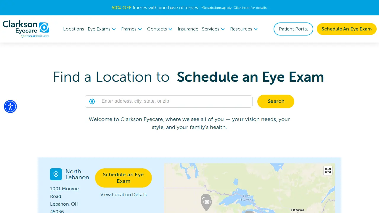 Clarkson Eyecare page