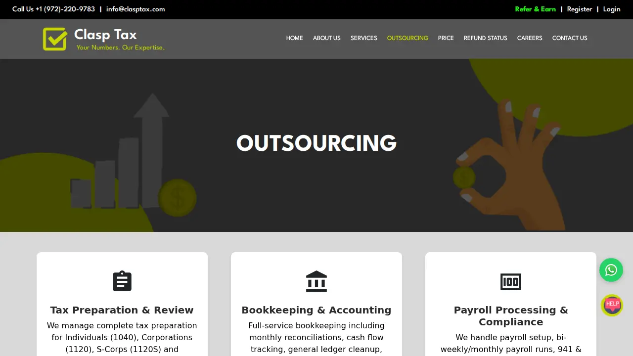 Clasp Tax Inc page