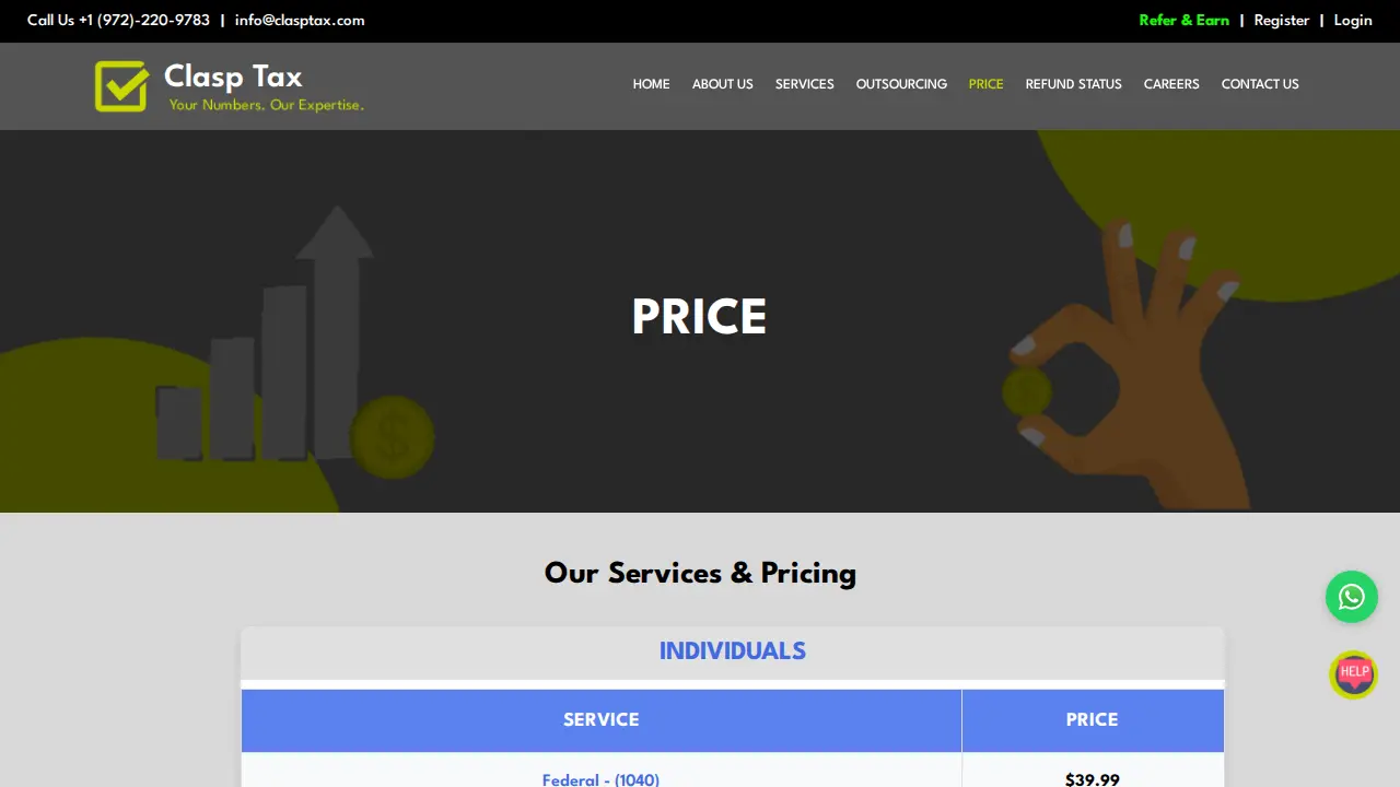 Clasp Tax Inc page