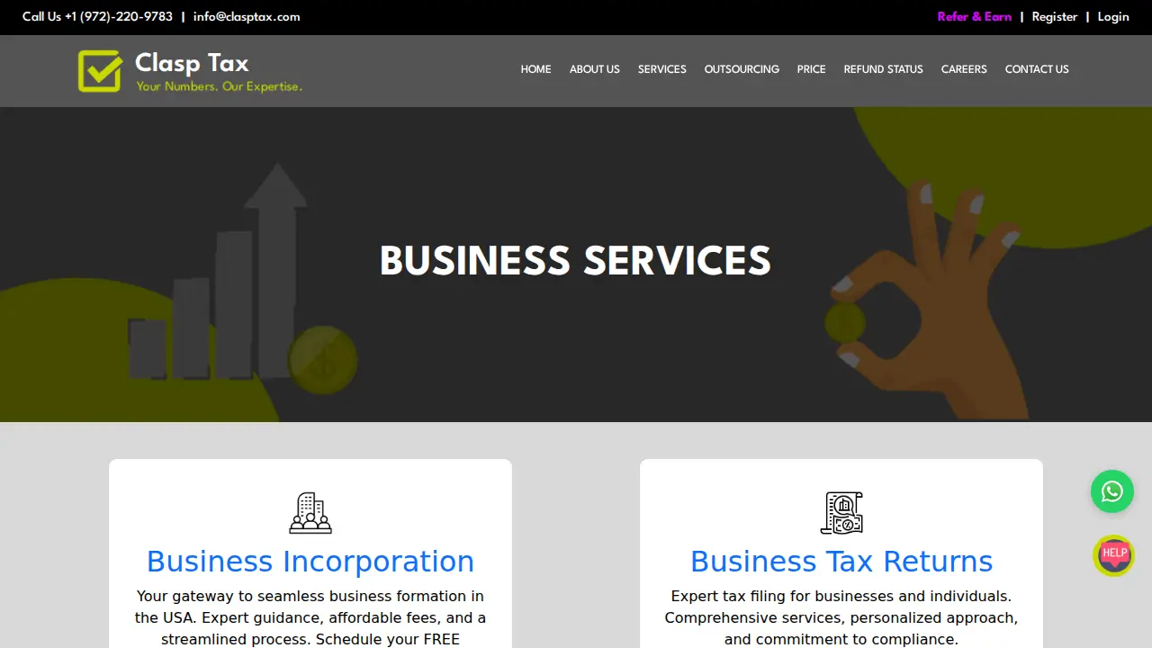 Clasp Tax Inc page