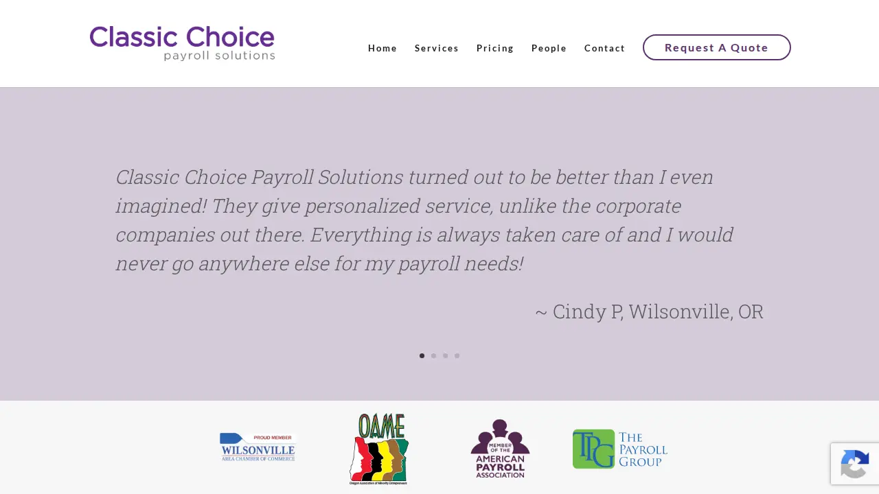 Classic Choice Payroll Solutions page