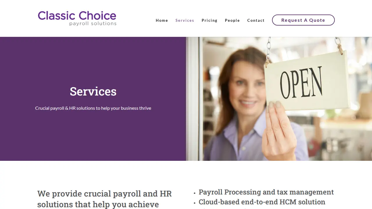 Classic Choice Payroll Solutions page