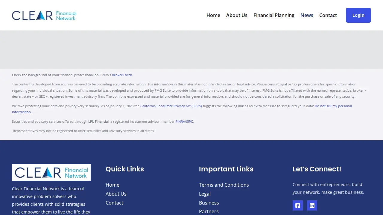 Clear Financial Network page