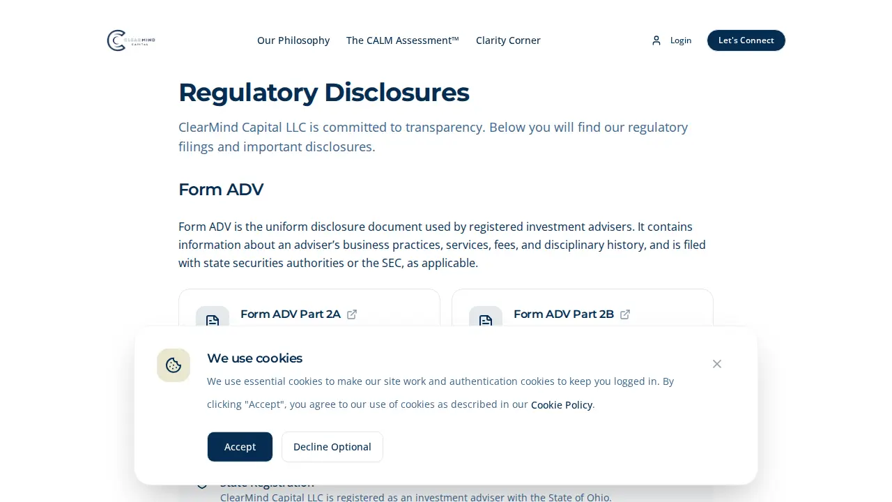 ClearMind Capital LLC page