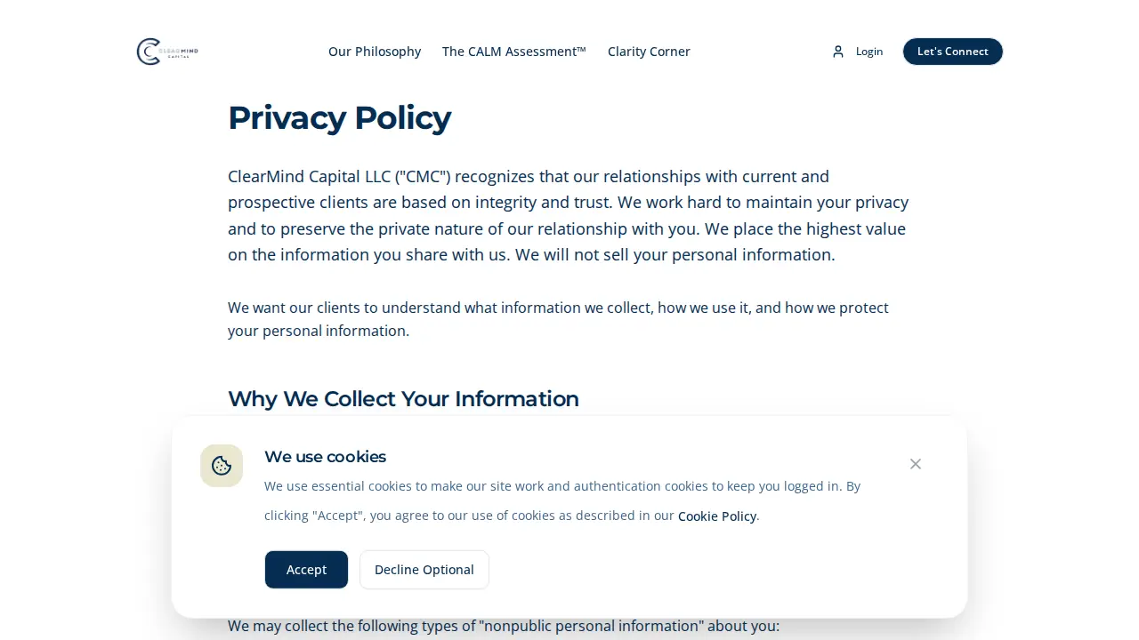 ClearMind Capital LLC page