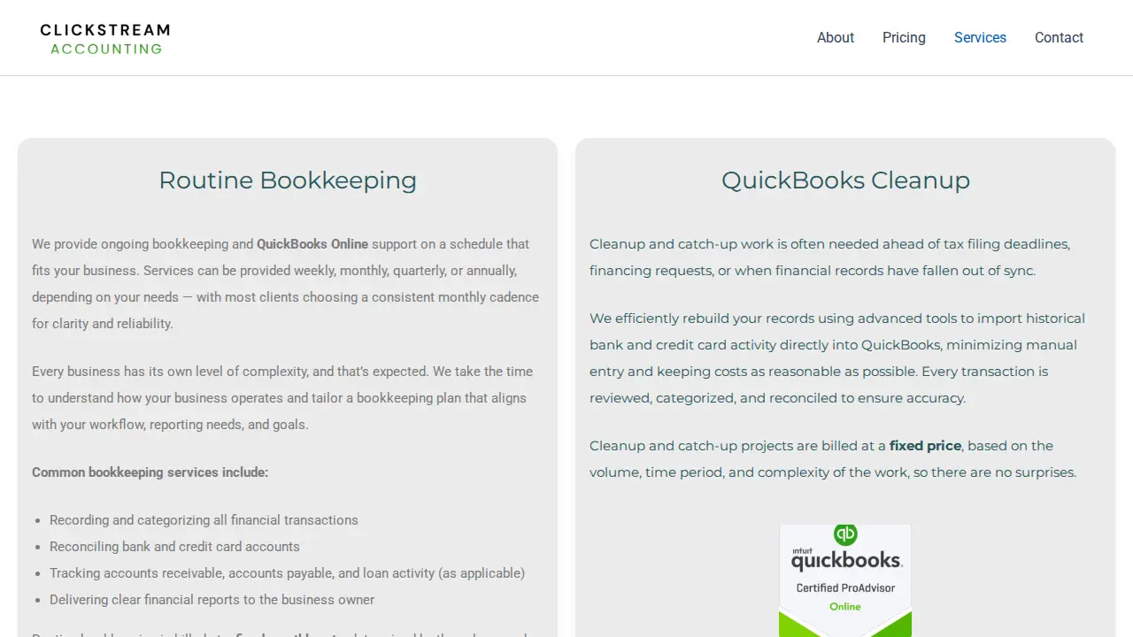 Clickstream Accounting page