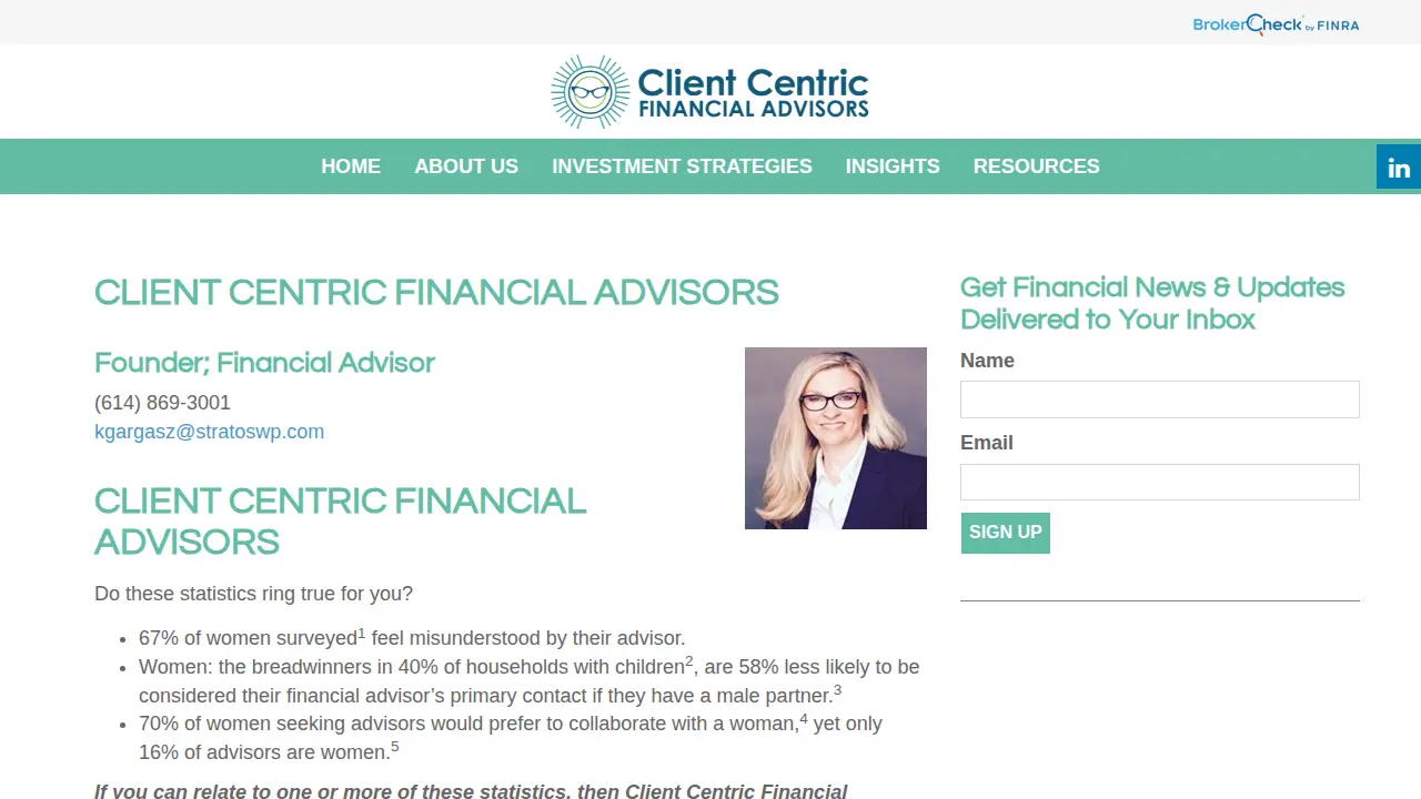 Client Centric Financial Advisors page