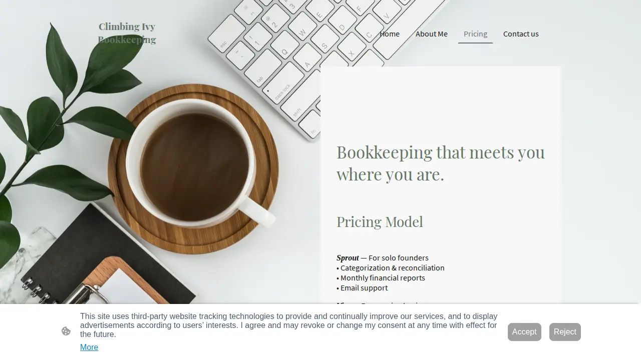Climbing Ivy Bookkeeping page