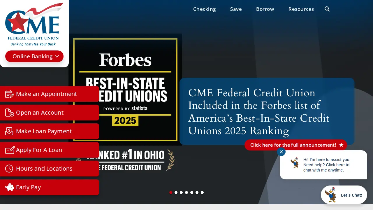 CME Federal Credit Union website