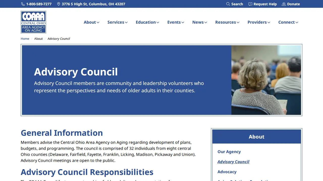 Central Ohio Area Agency on Aging page