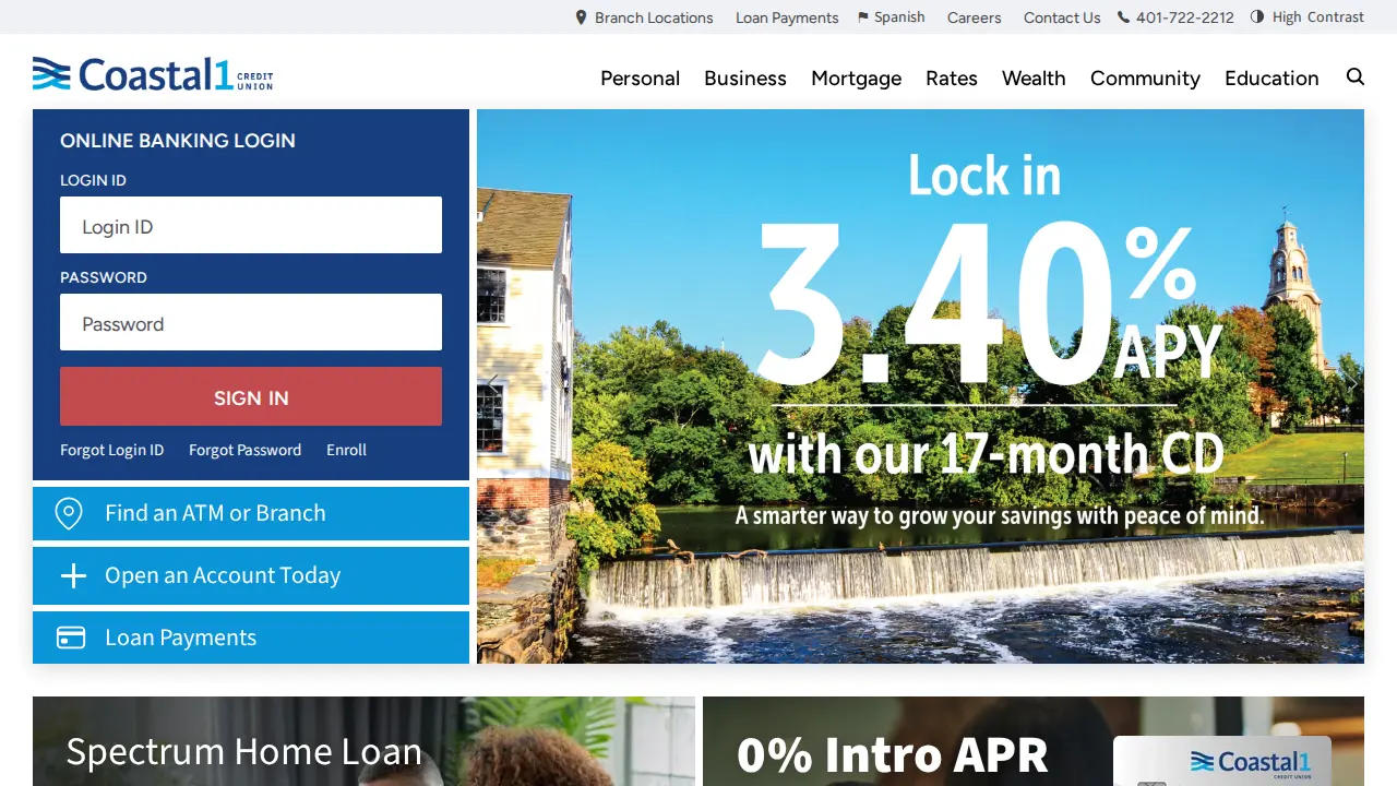 Coastal1 Credit Union page