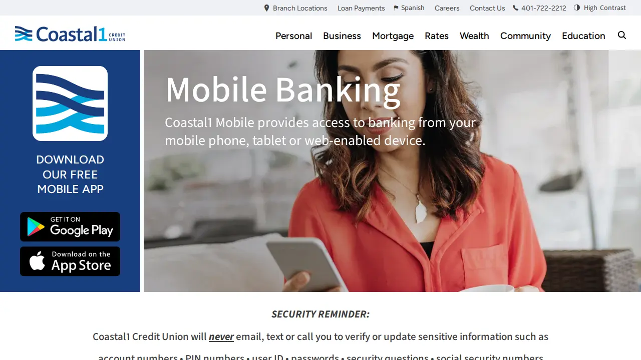 Coastal1 Credit Union page