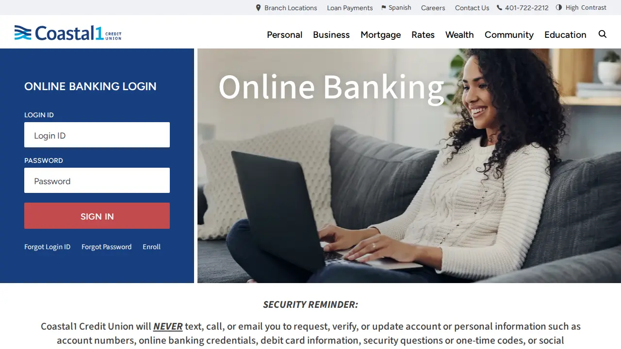 Coastal1 Credit Union page