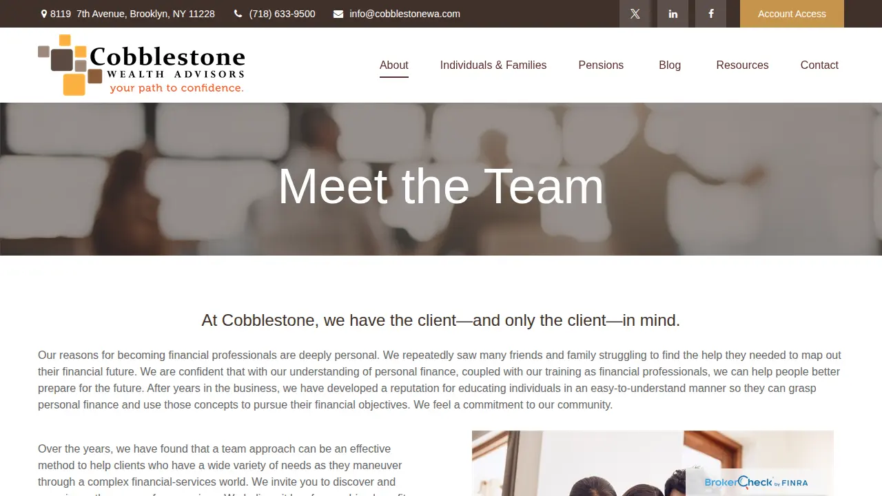 Cobblestone Wealth Advisors page