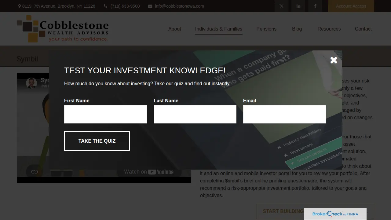 Cobblestone Wealth Advisors page