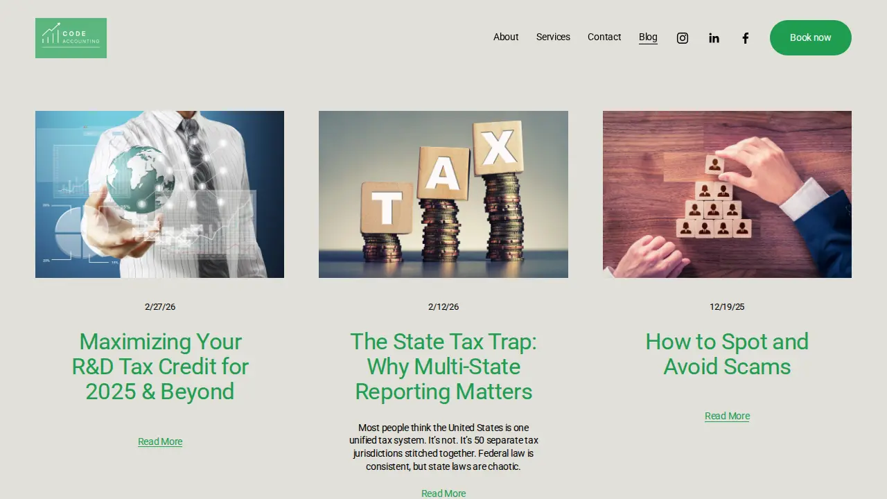 Code Accounting page