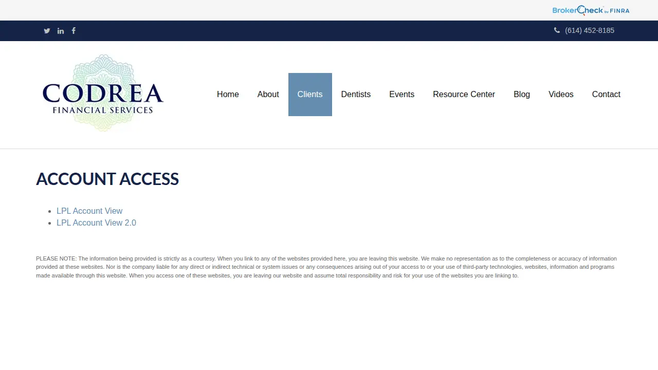 Codrea Financial Services page
