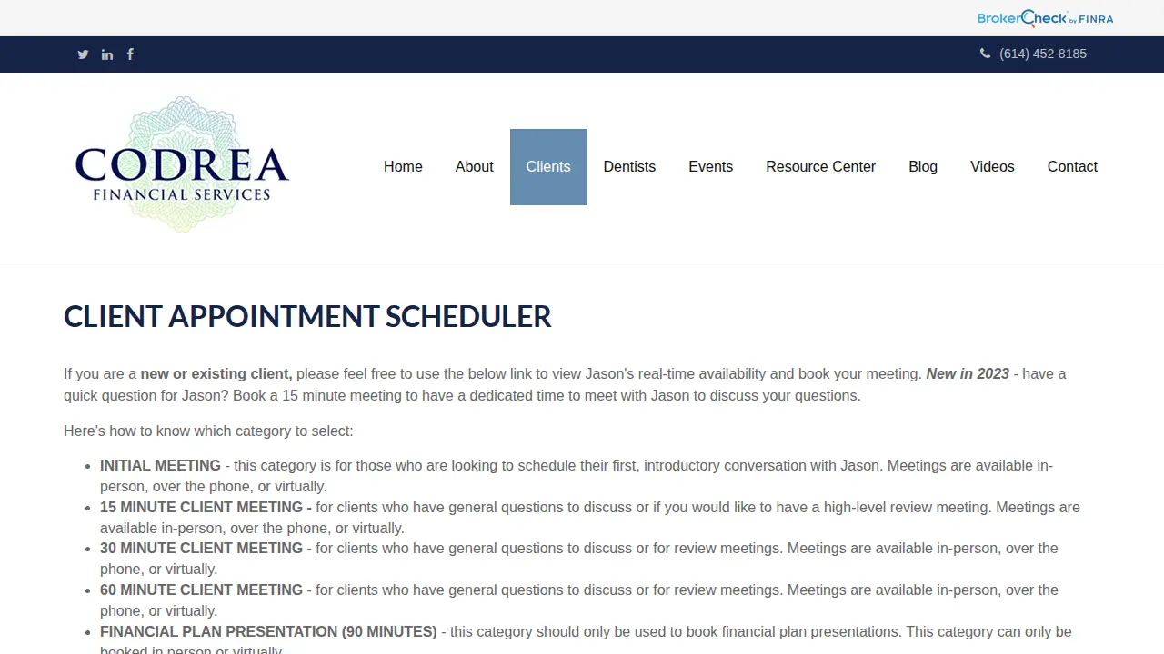 Codrea Financial Services page