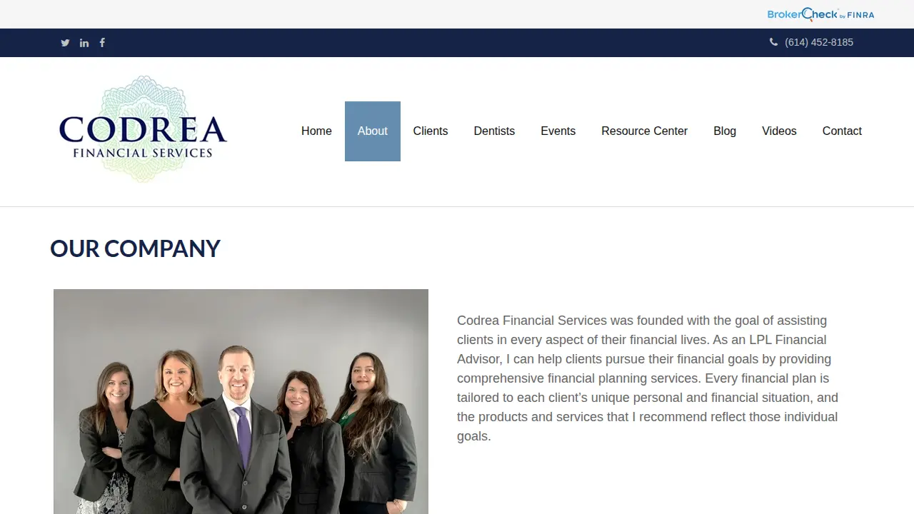 Codrea Financial Services page