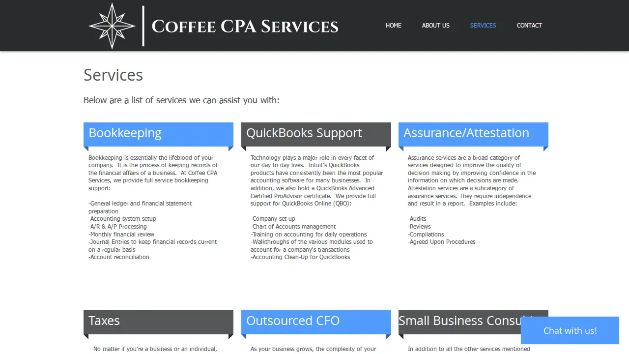 Coffee CPA Services page
