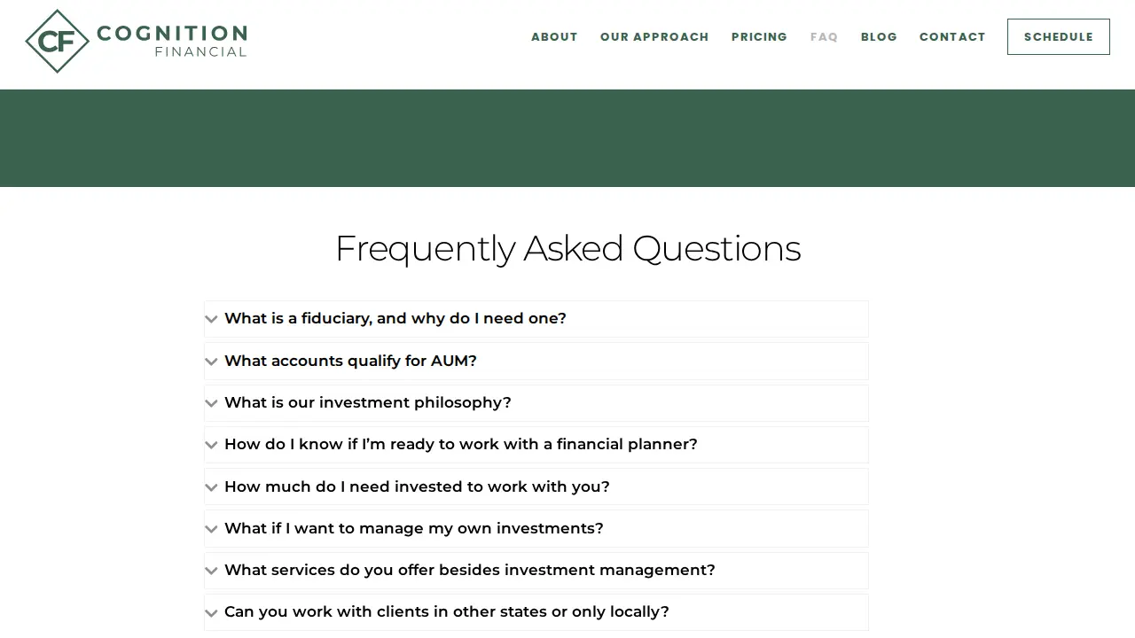 Cognition Financial page