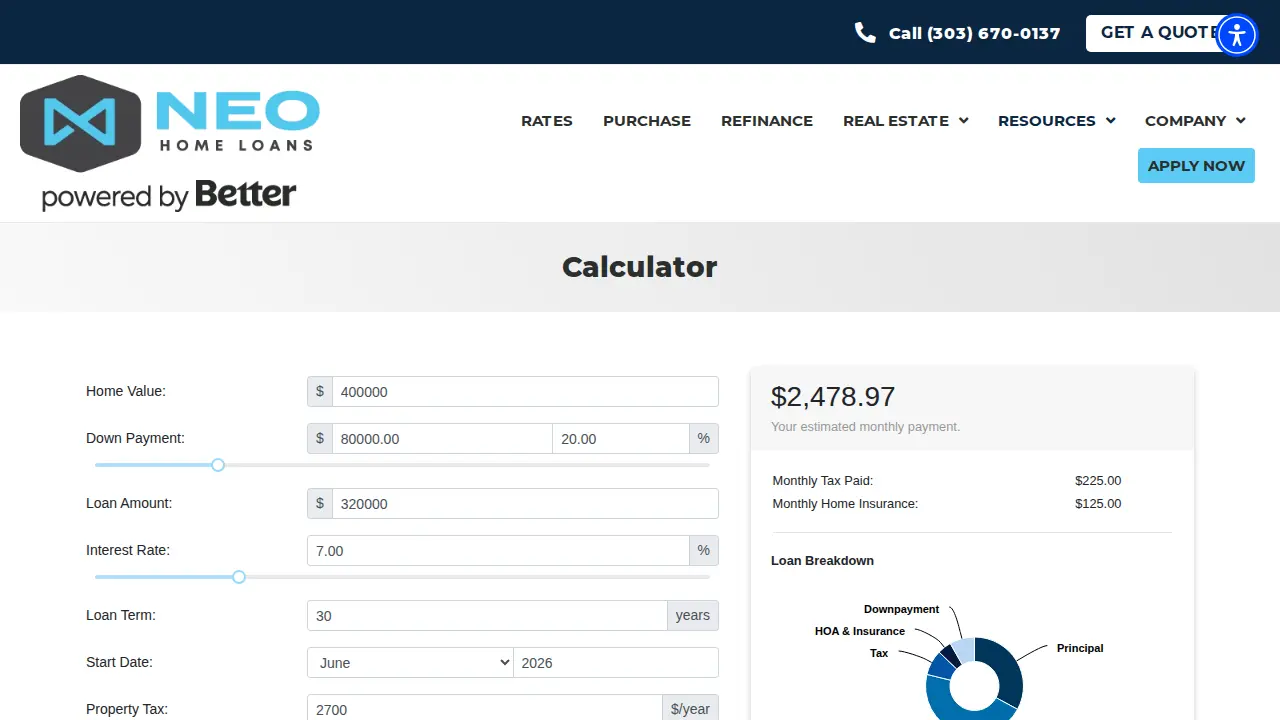 NEO Home Loans page