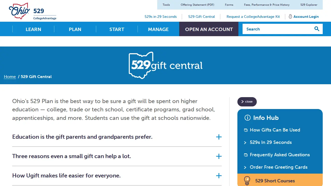 Ohio Tuition Trust Authority page
