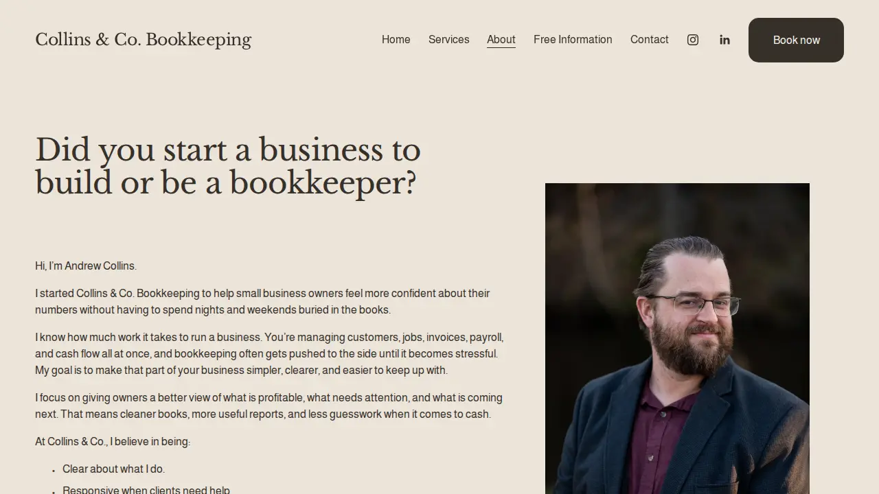 Collins & Co. Bookkeeping page