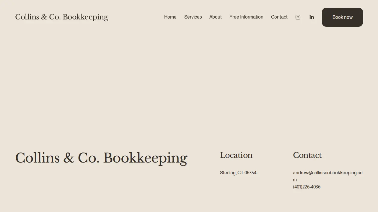 Collins & Co. Bookkeeping page