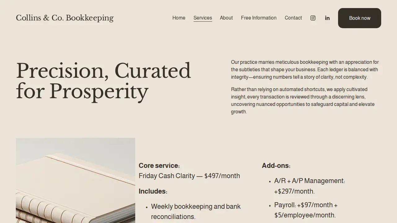 Collins & Co. Bookkeeping page