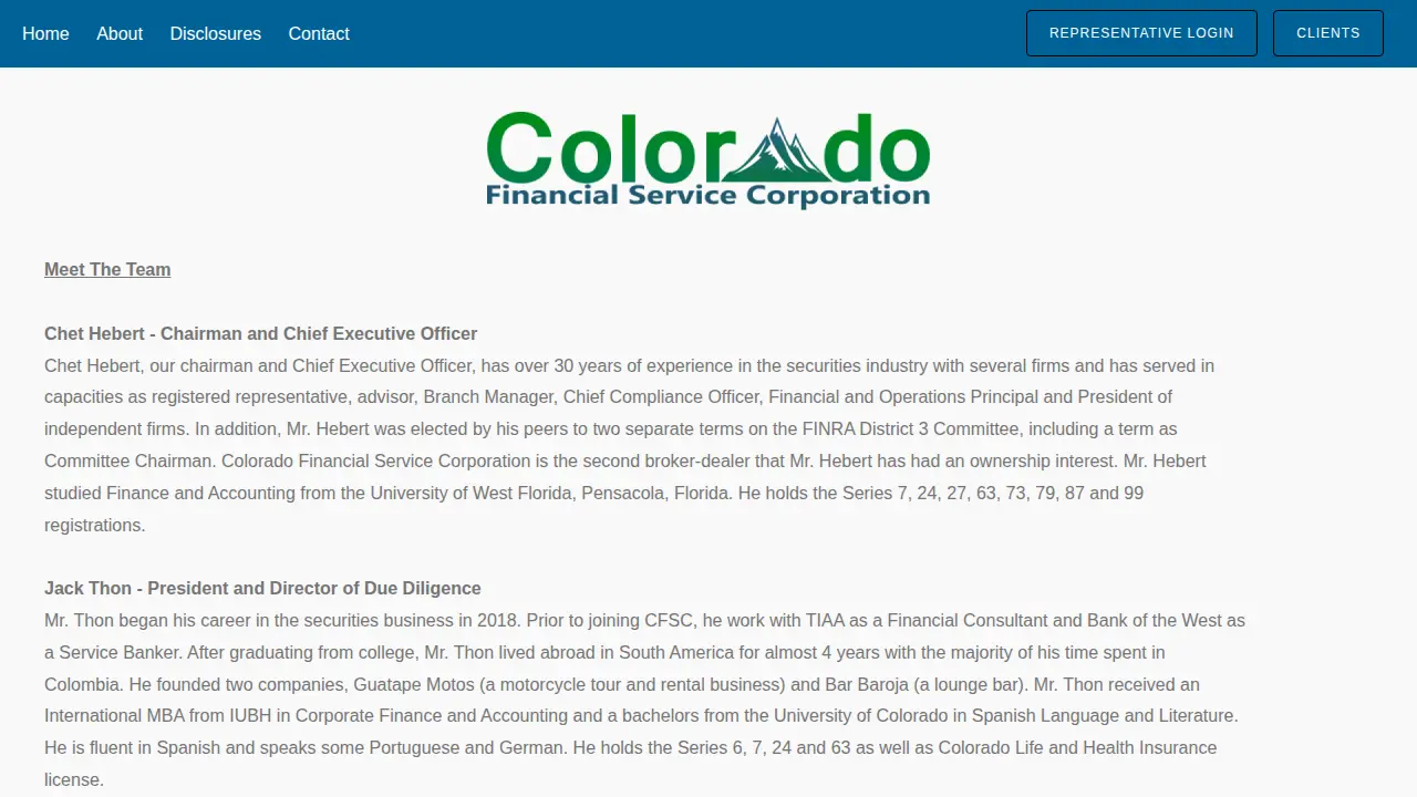 Colorado Financial Service Corporation page