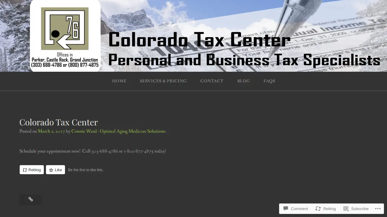 Colorado Tax Center page