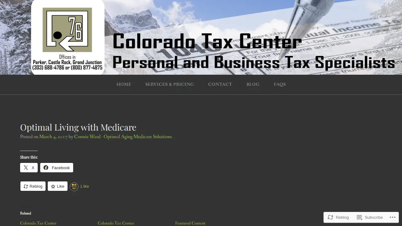 Colorado Tax Center page