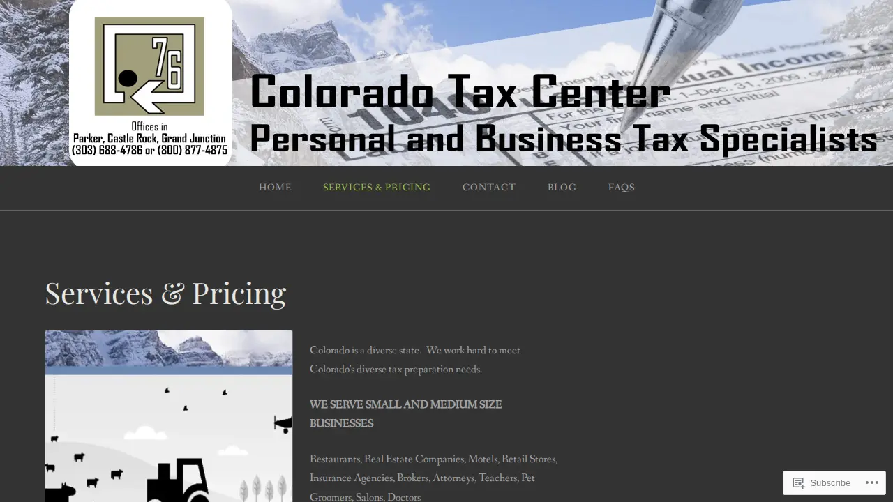 Colorado Tax Center page