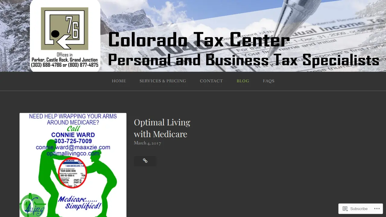 Colorado Tax Center page