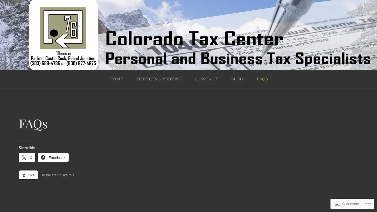 Colorado Tax Center page