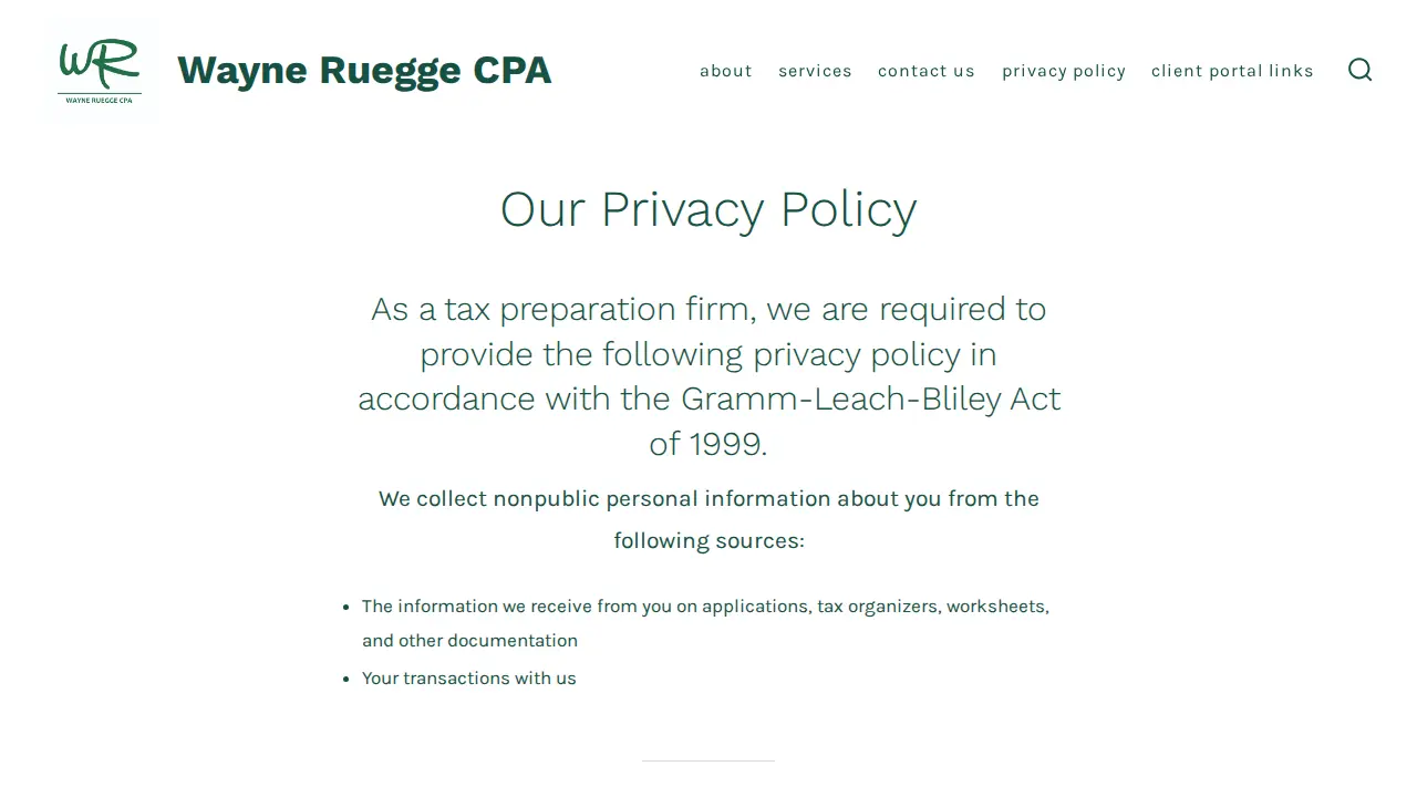Wayne Ruegge CPA PC page