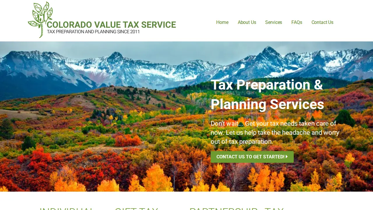Colorado Value Tax Service website