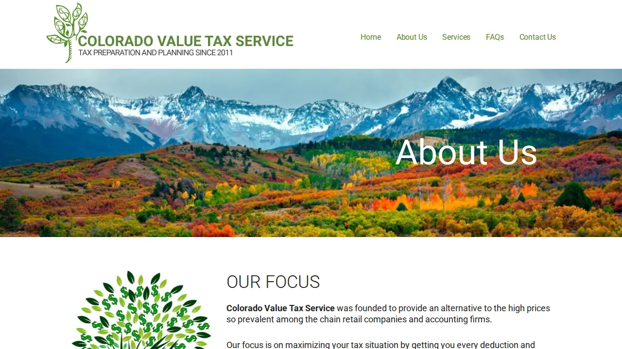 Colorado Value Tax Service page