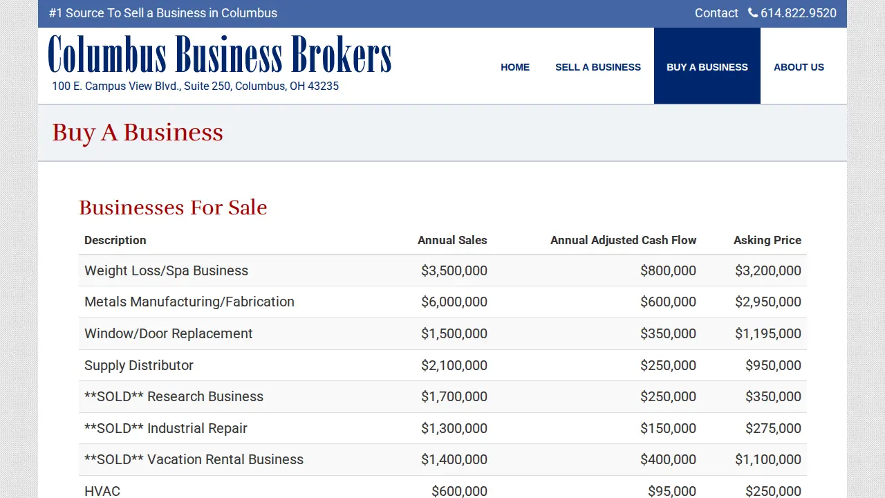 Columbus Business Brokers page