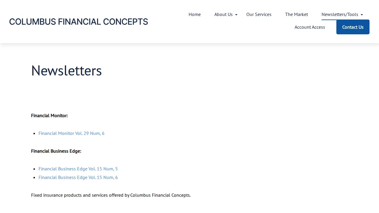 Columbus Financial Concepts page