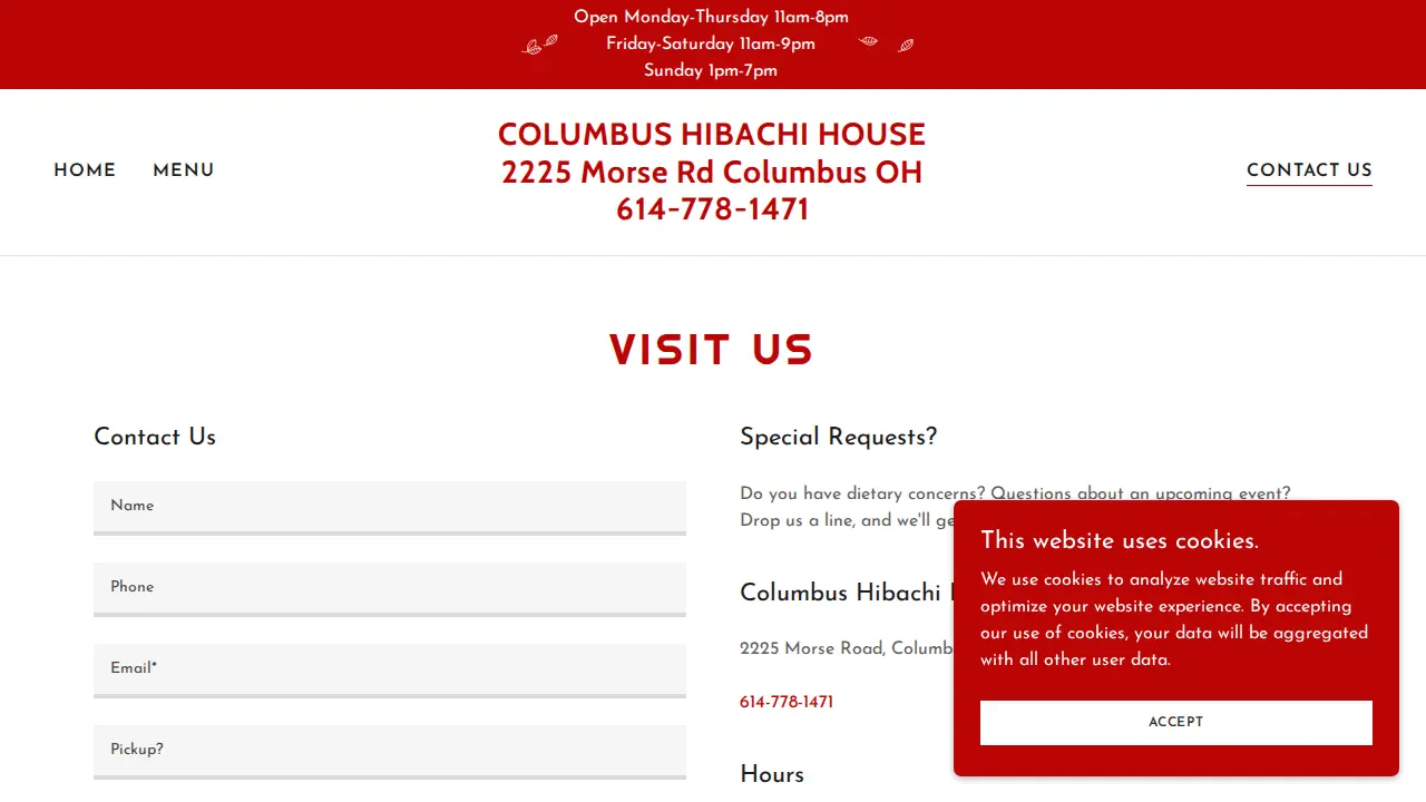 Columbus Hibachi House page