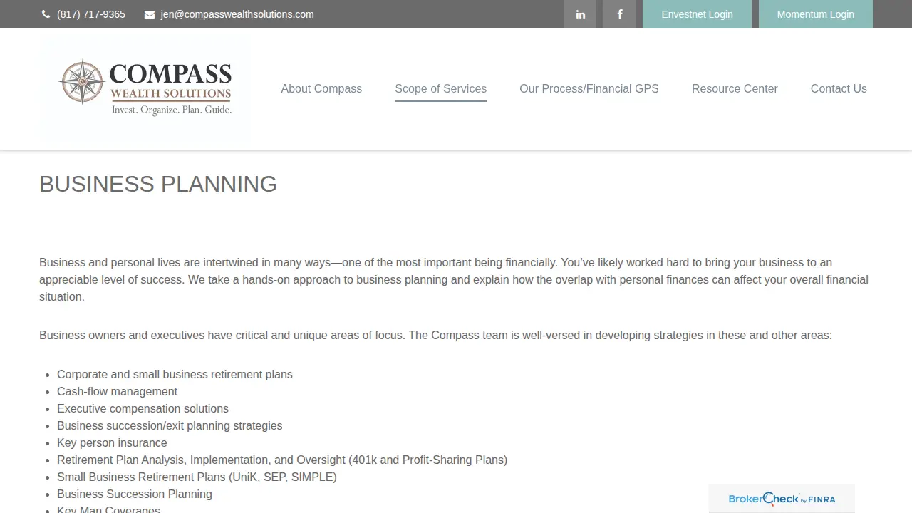 Compass Wealth Solutions page