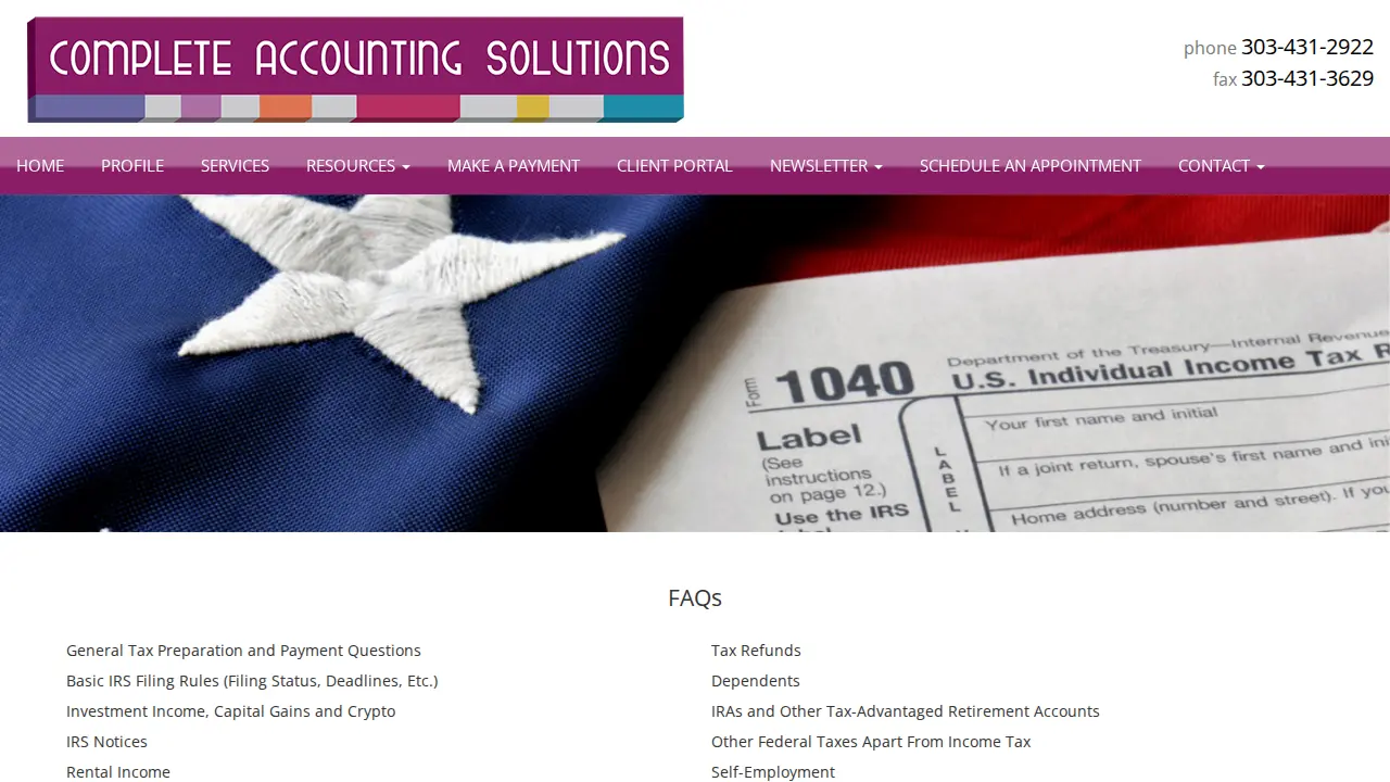 Complete Accounting Solutions page