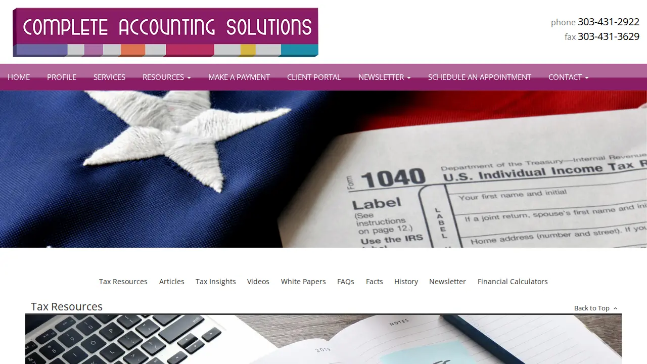 Complete Accounting Solutions page