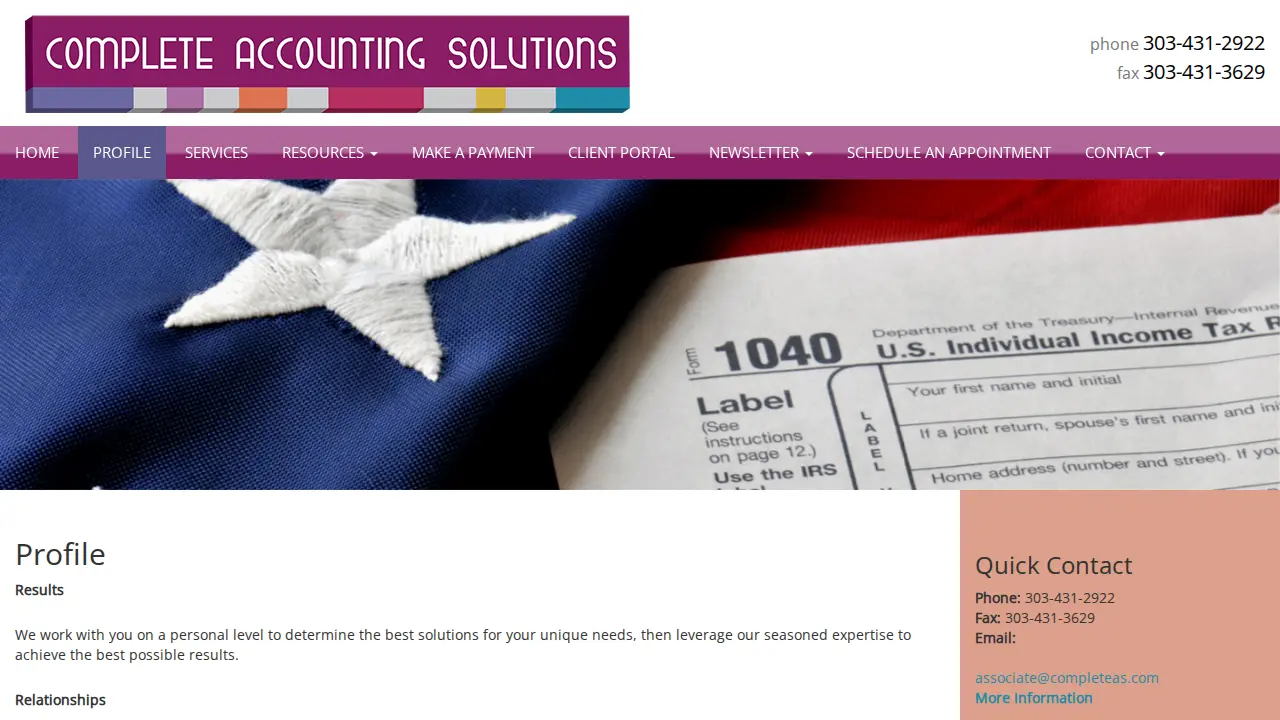 Complete Accounting Solutions page
