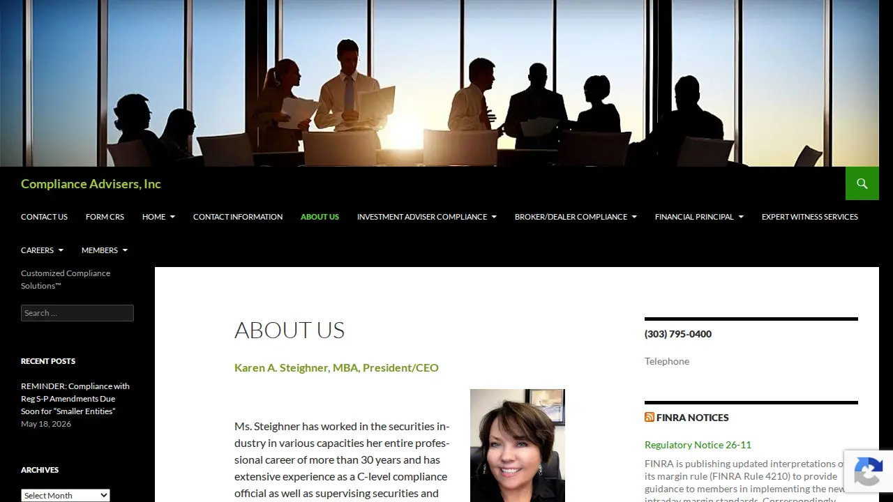 Compliance Advisers Inc page